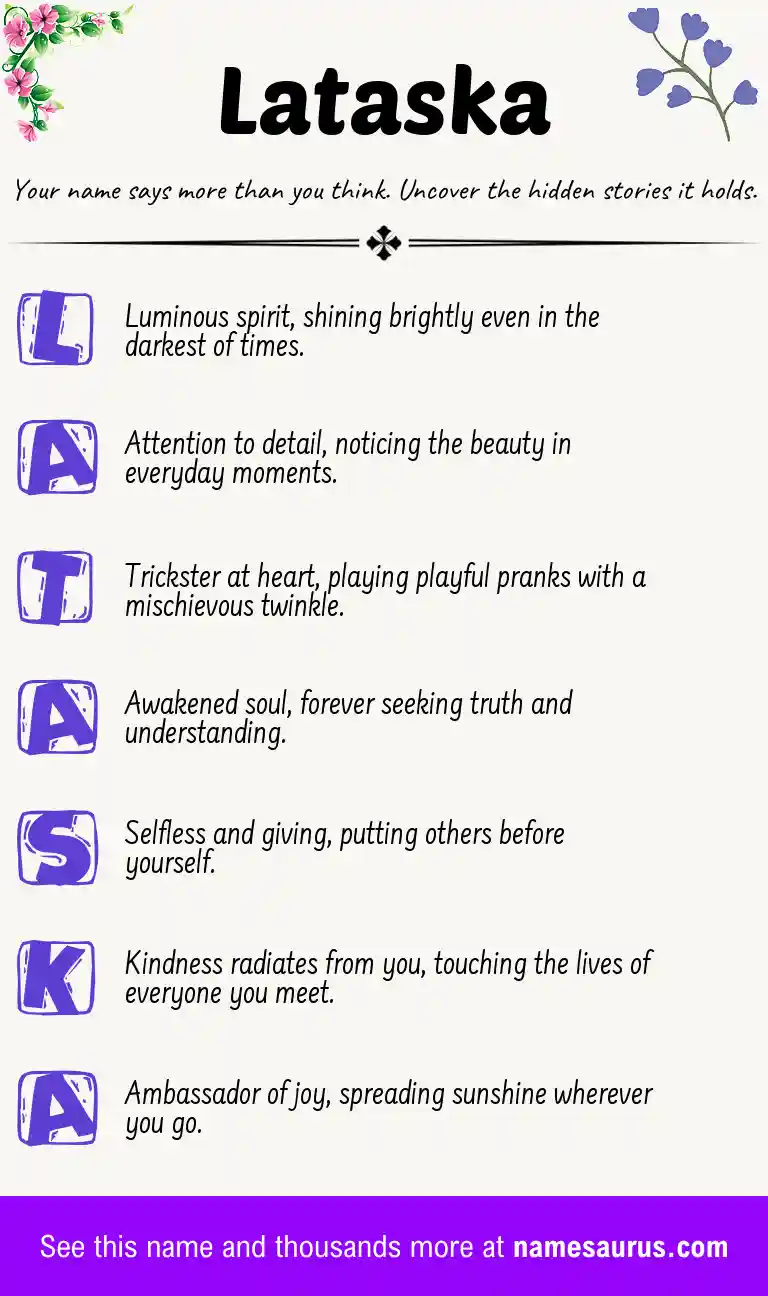 Acrostic poem about Lataska.