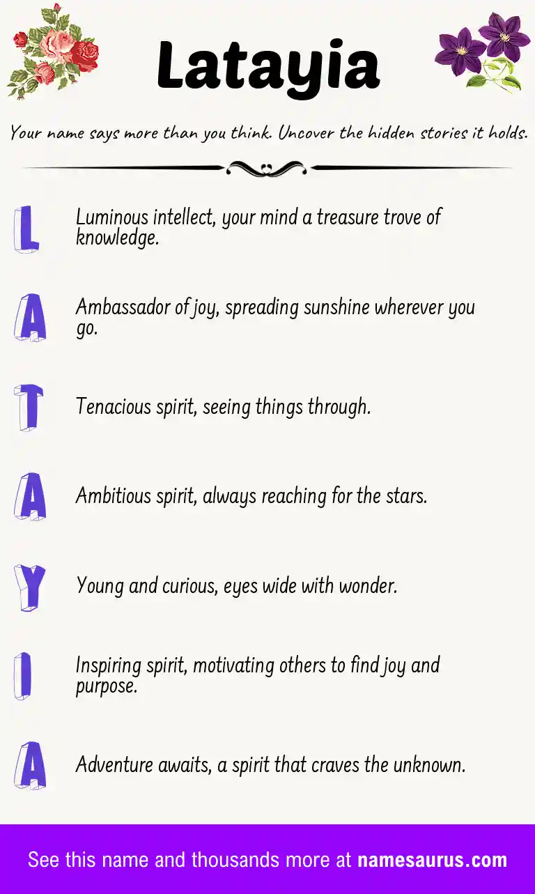 Acrostic poem about Latayia.
