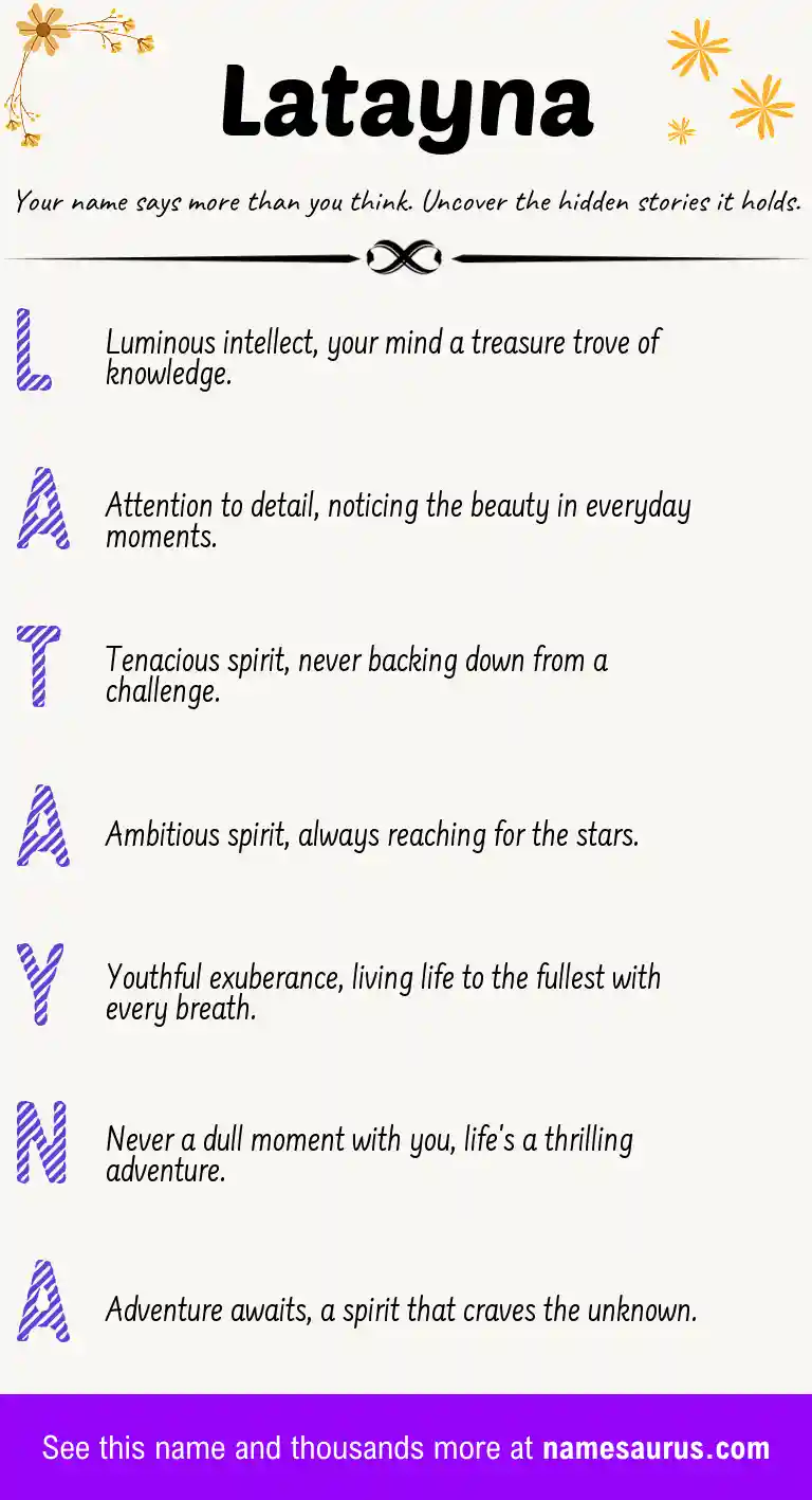 Acrostic poem about Latayna.