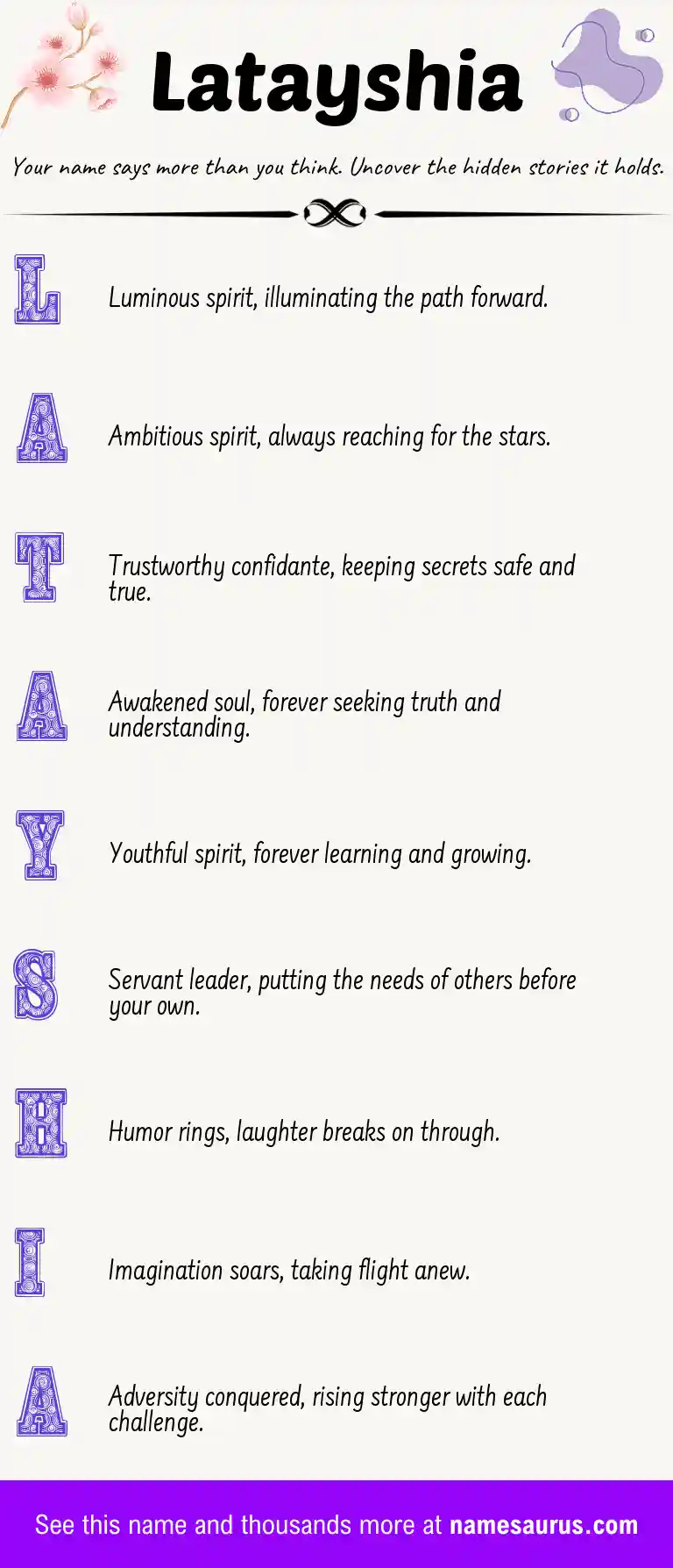 Acrostic poem about Latayshia.