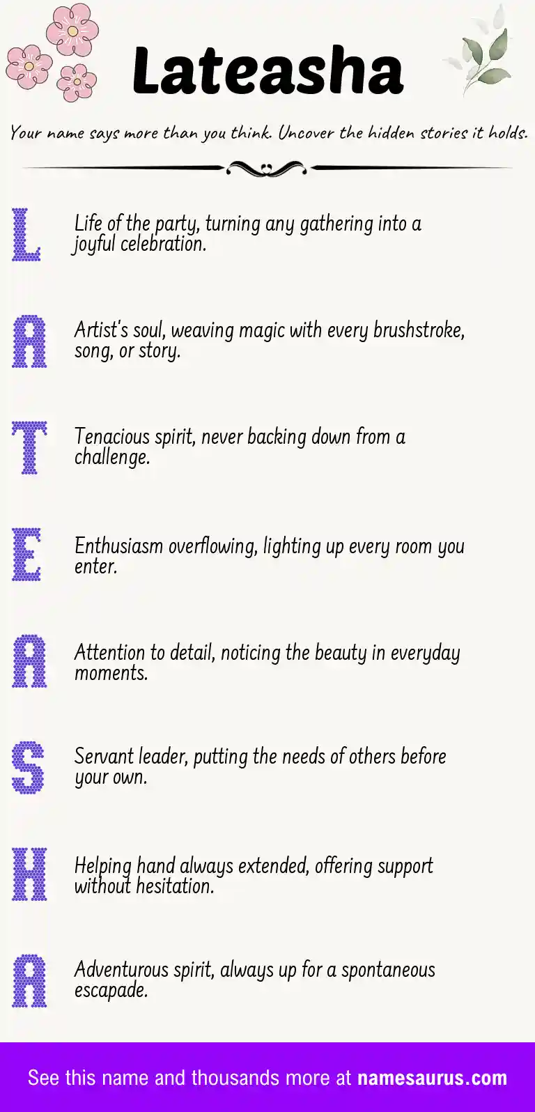Acrostic poem about Lateasha.