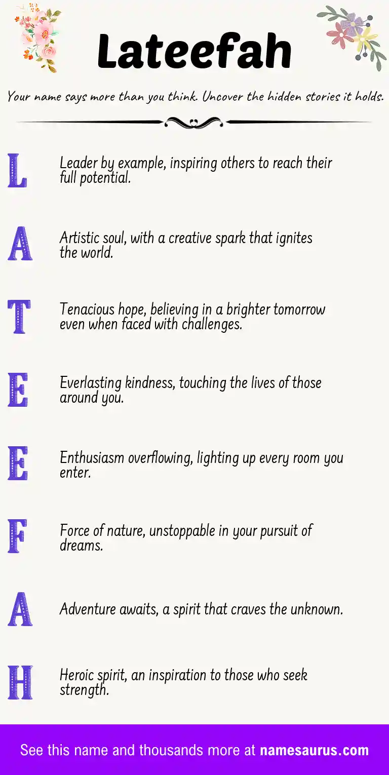 Acrostic poem about Lateefah.
