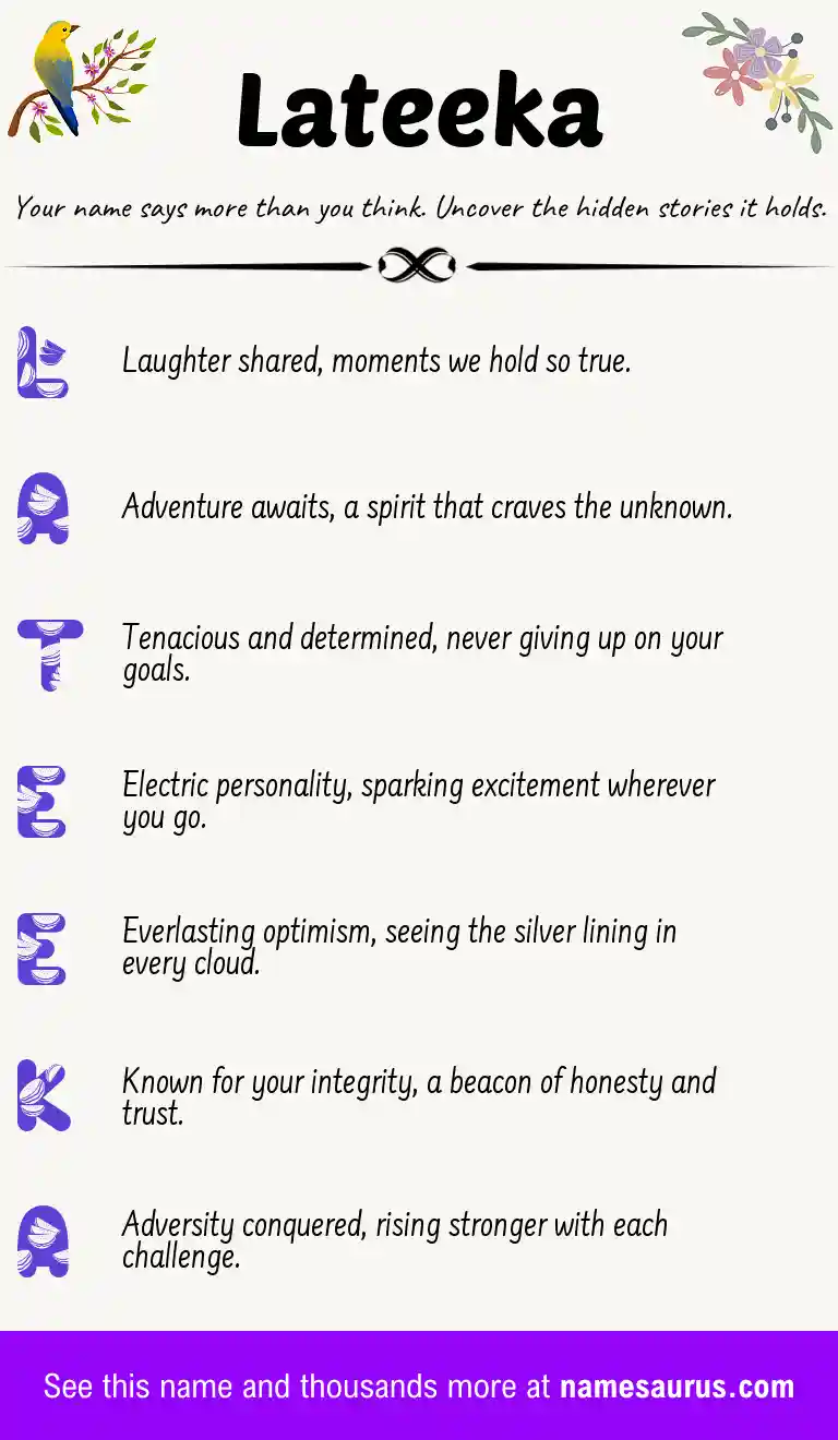 Acrostic poem about Lateeka.