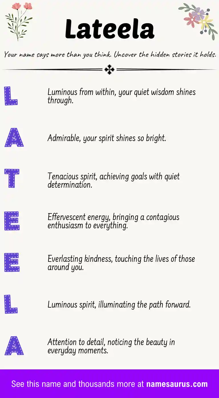 Acrostic poem about Lateela.
