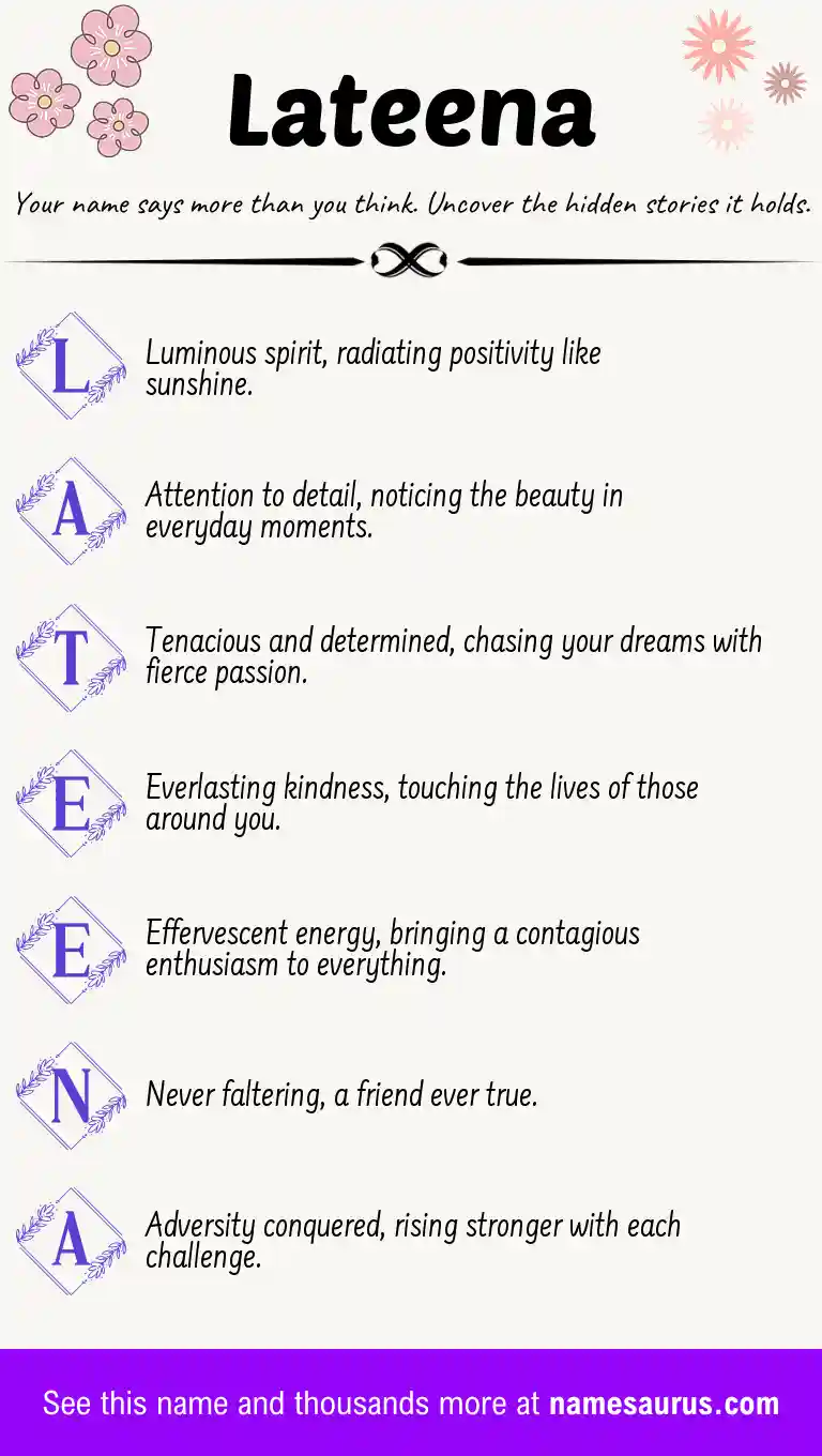 Acrostic poem about Lateena.