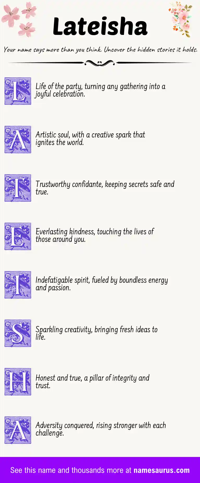 Acrostic poem about Lateisha.