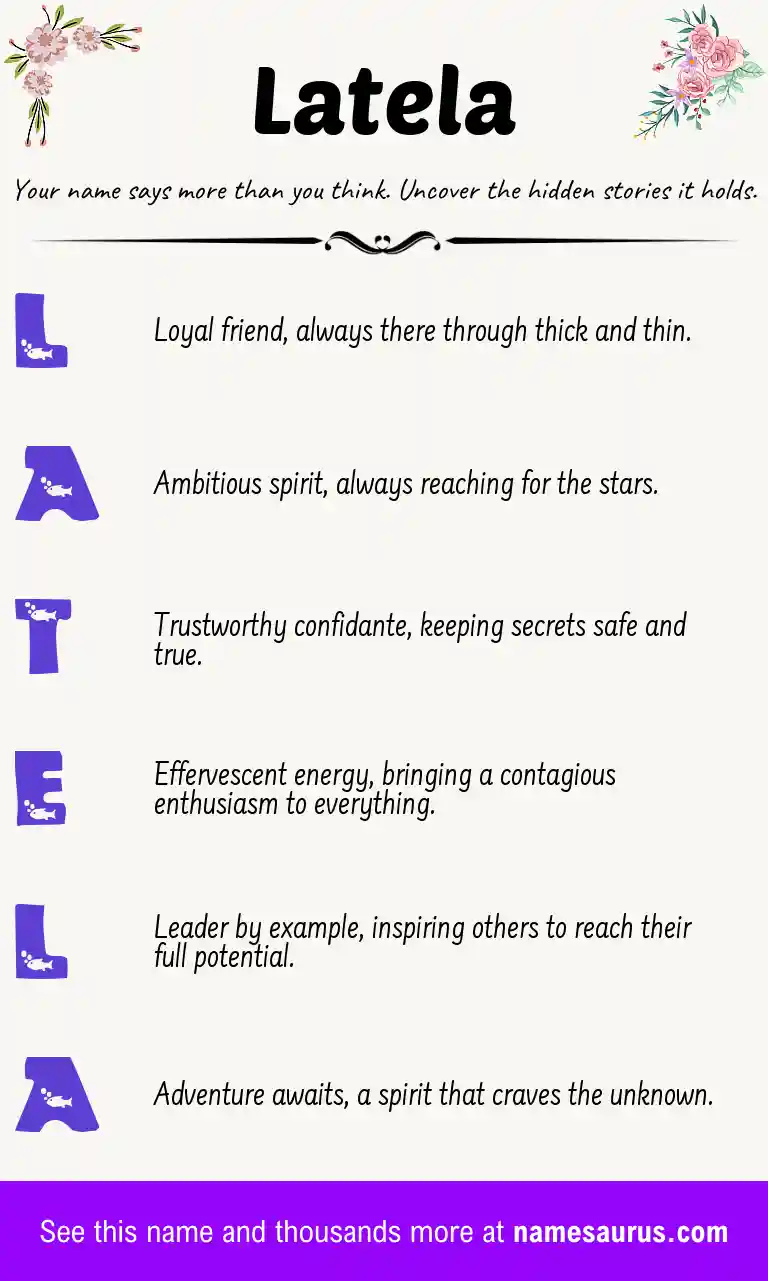 Acrostic poem about Latela.