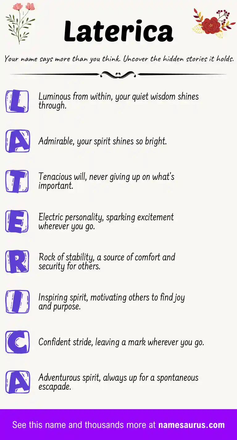 Acrostic poem about Laterica.