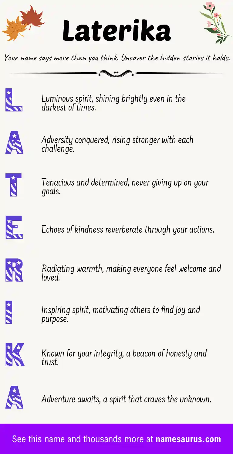 Acrostic poem about Laterika.