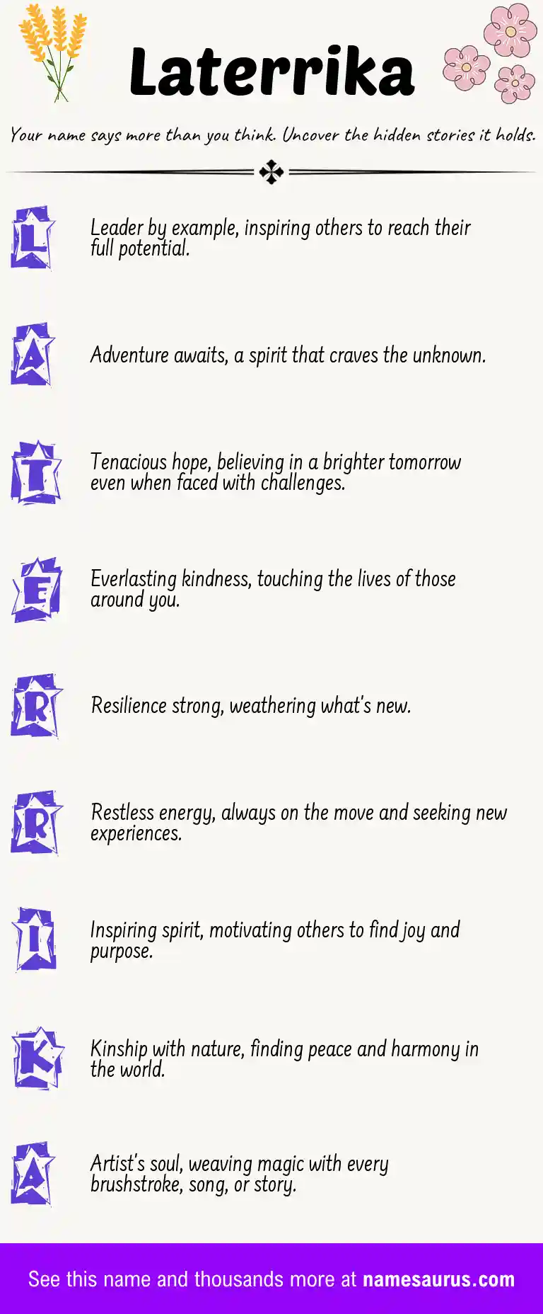 Acrostic poem about Laterrika.
