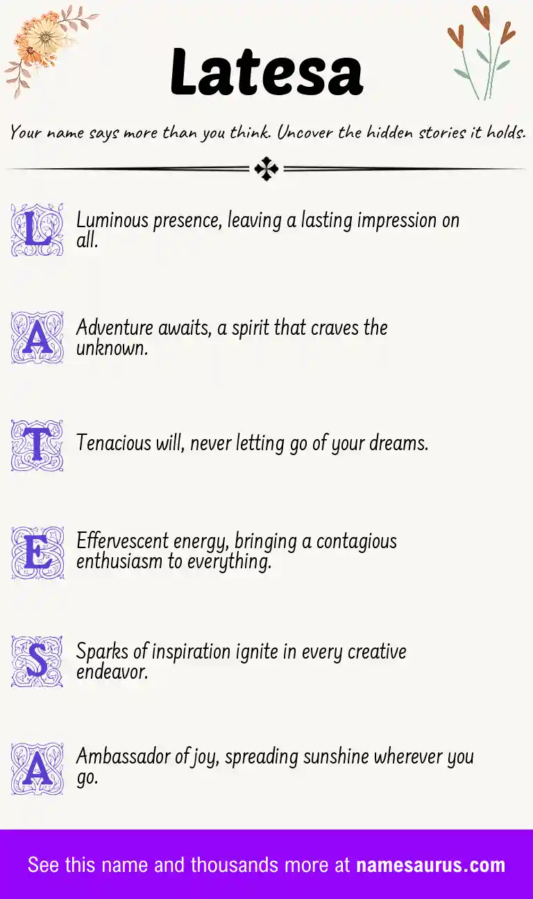 Acrostic poem about Latesa.