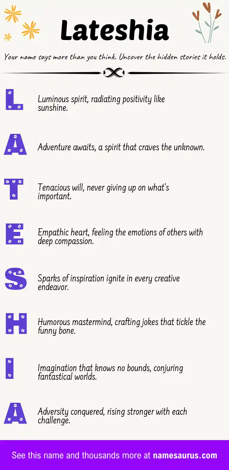 Acrostic poem about Lateshia.