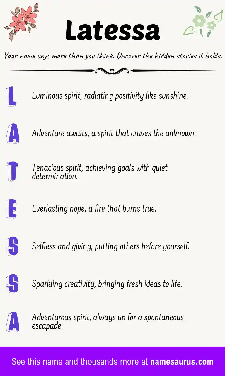 Acrostic poem about Latessa.
