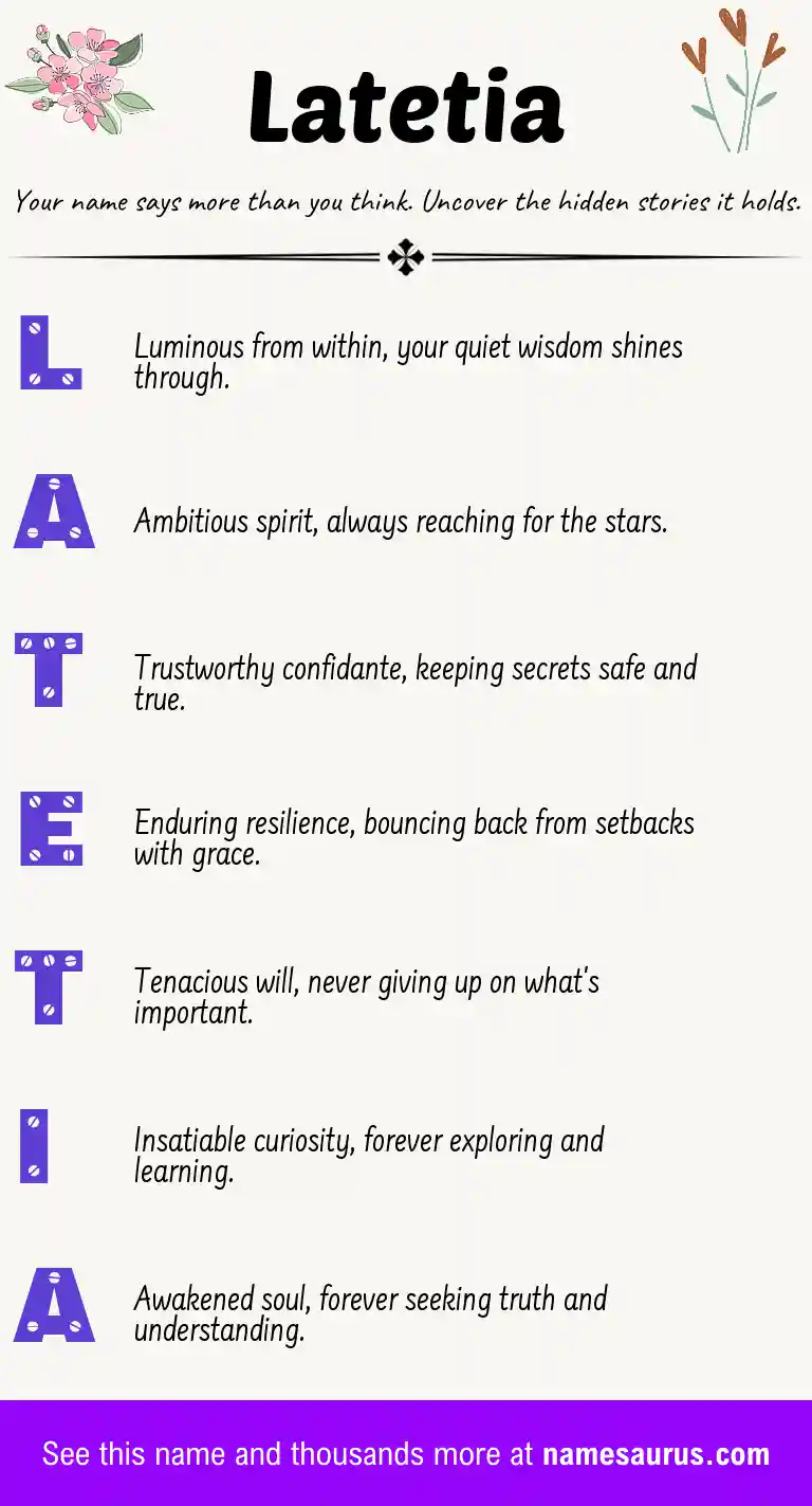Acrostic poem about Latetia.