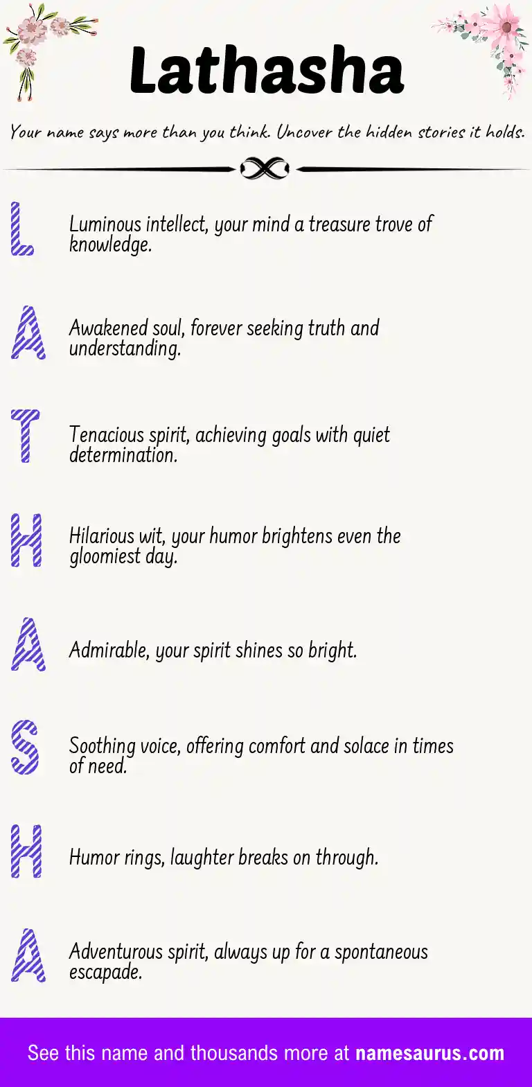 Acrostic poem about Lathasha.