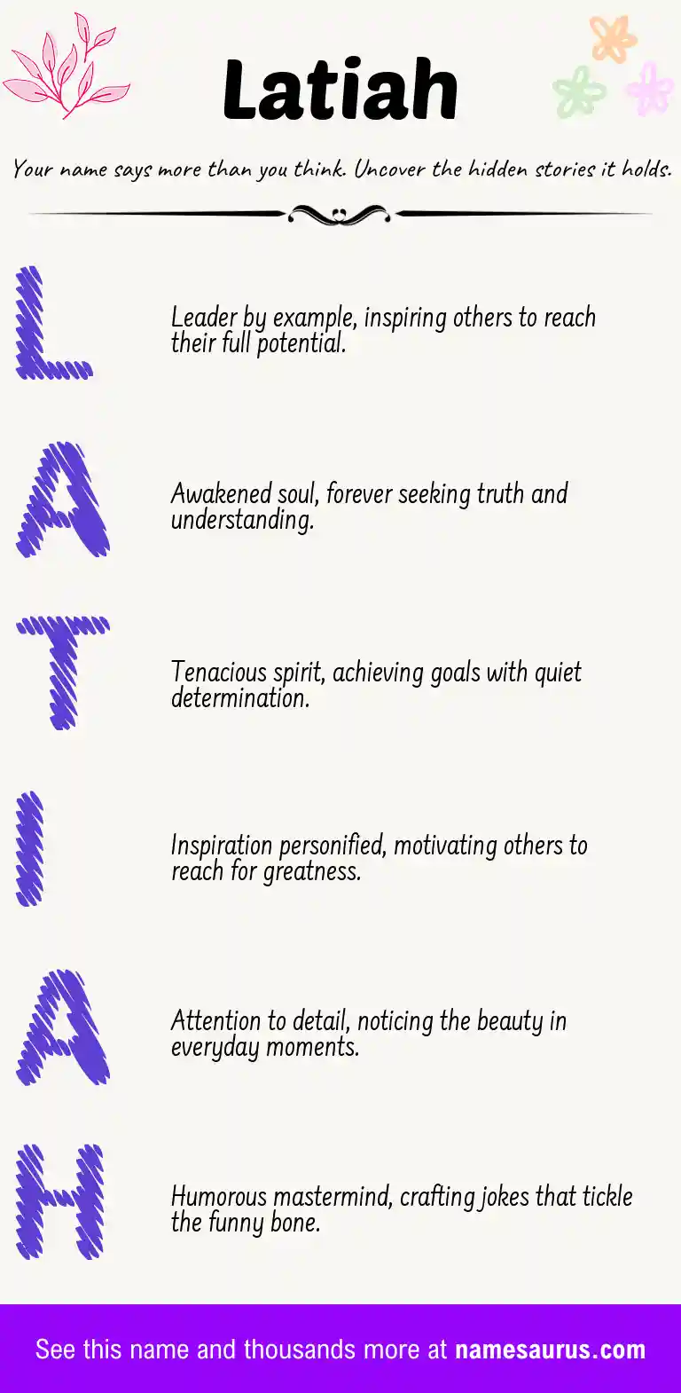 Acrostic poem about Latiah.