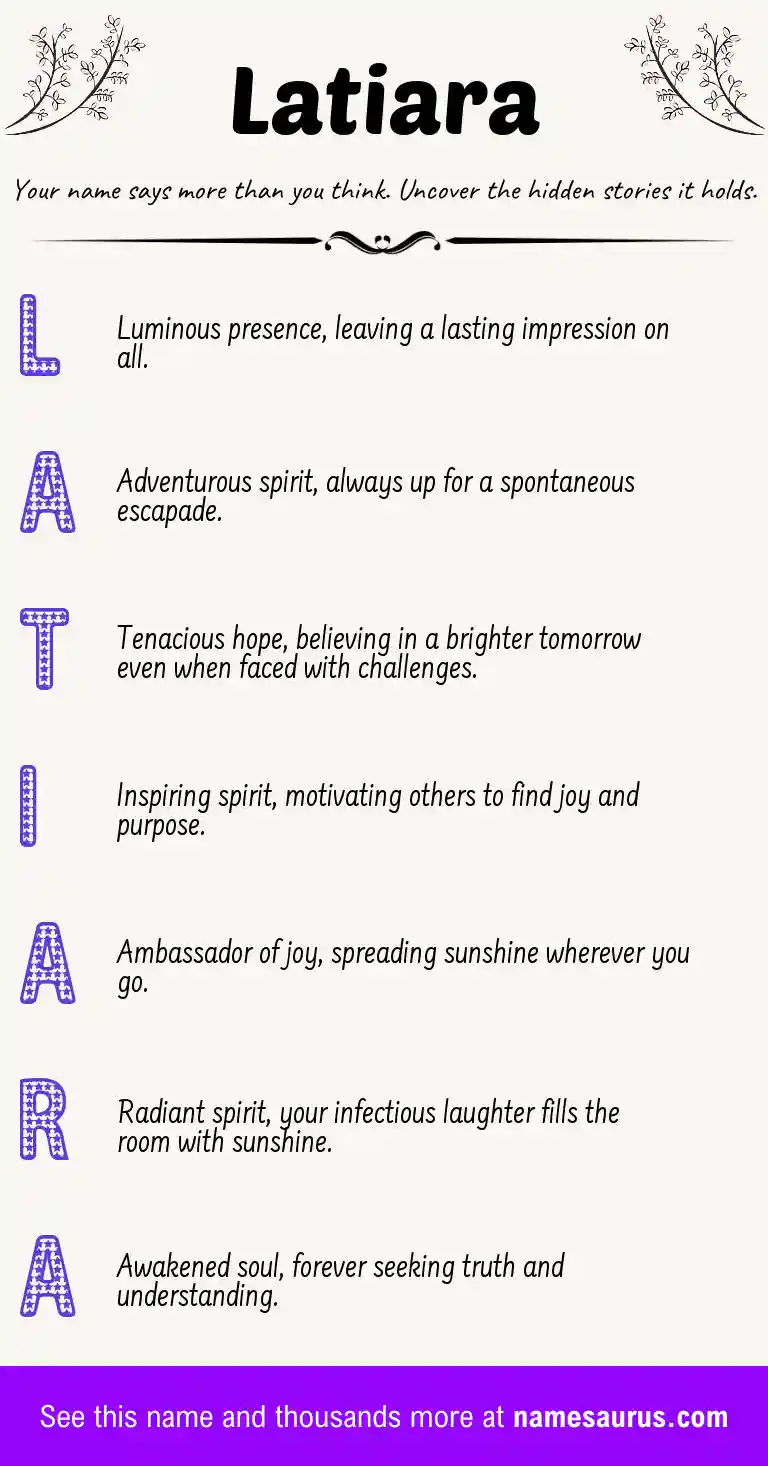 Acrostic poem about Latiara.