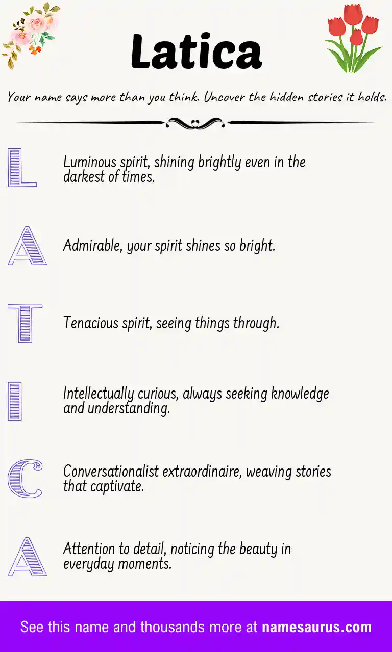 Acrostic poem about Latica.