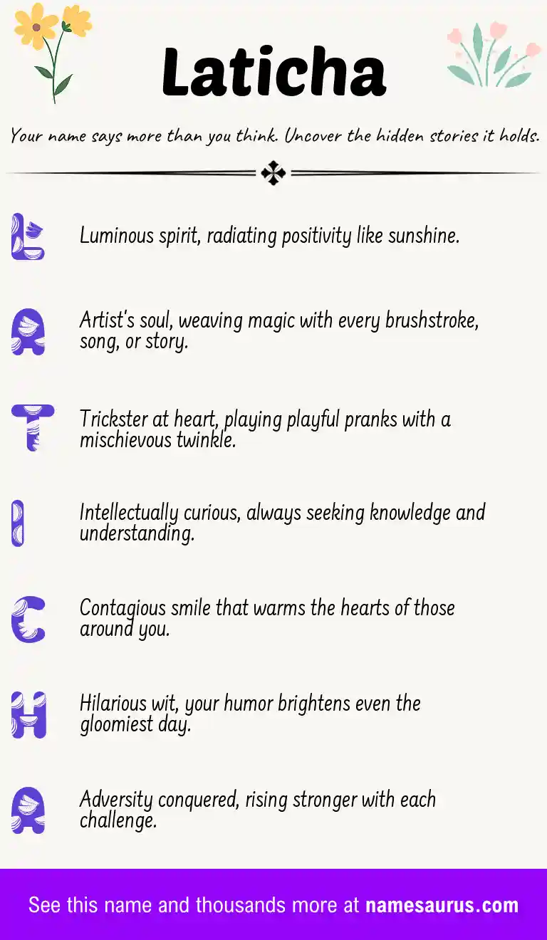 Acrostic poem about Laticha.