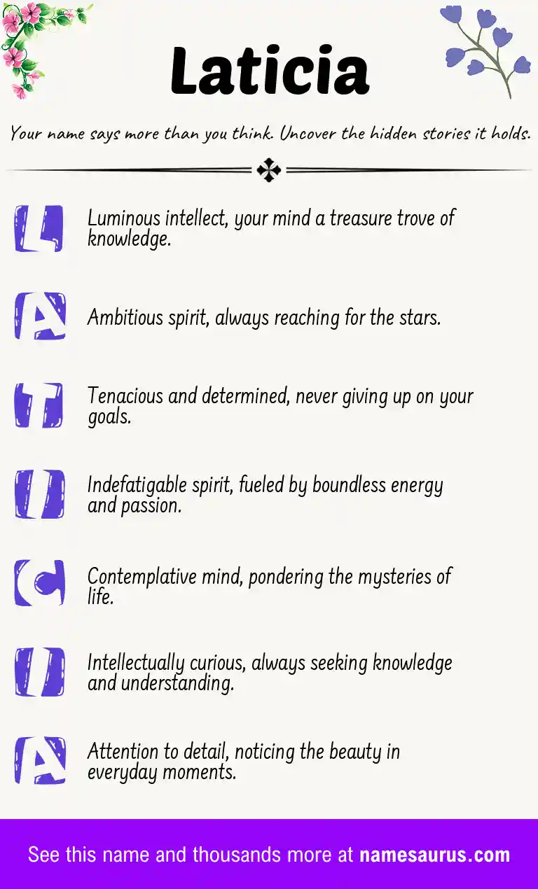 Acrostic poem about Laticia.