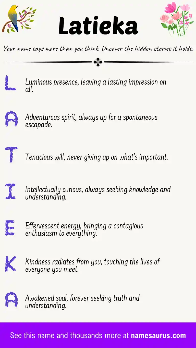 Acrostic poem about Latieka.