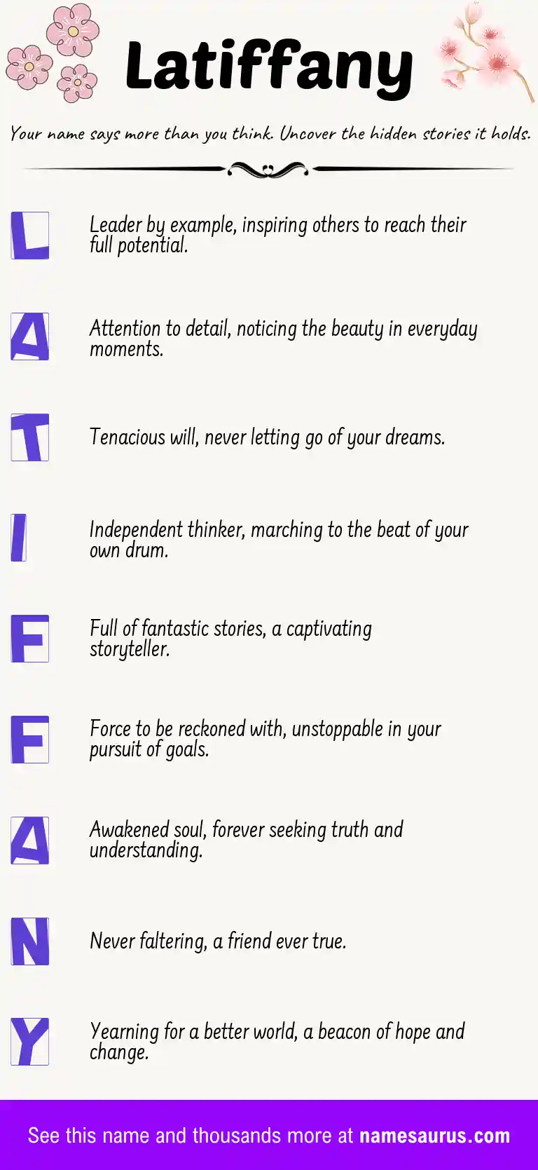 Acrostic poem about Latiffany.
