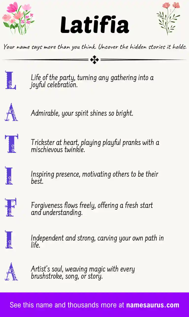 Acrostic poem about Latifia.