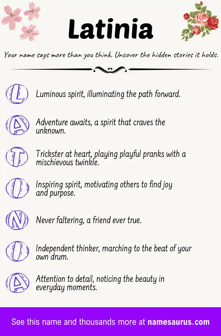 Acrostic poem about Latinia.