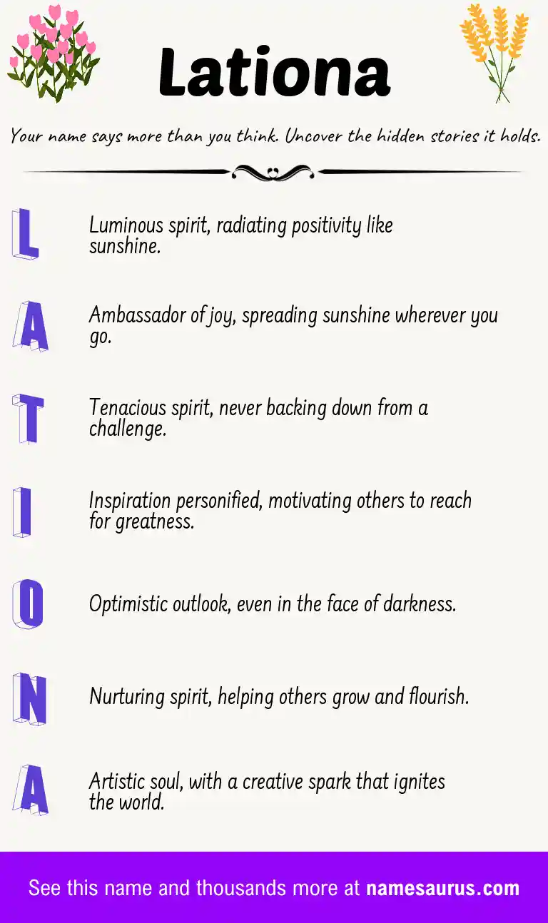 Acrostic poem about Lationa.