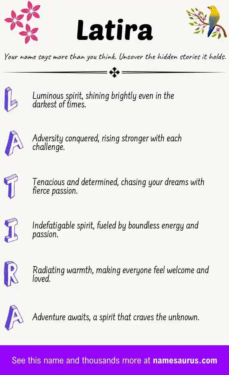 Acrostic poem about Latira.