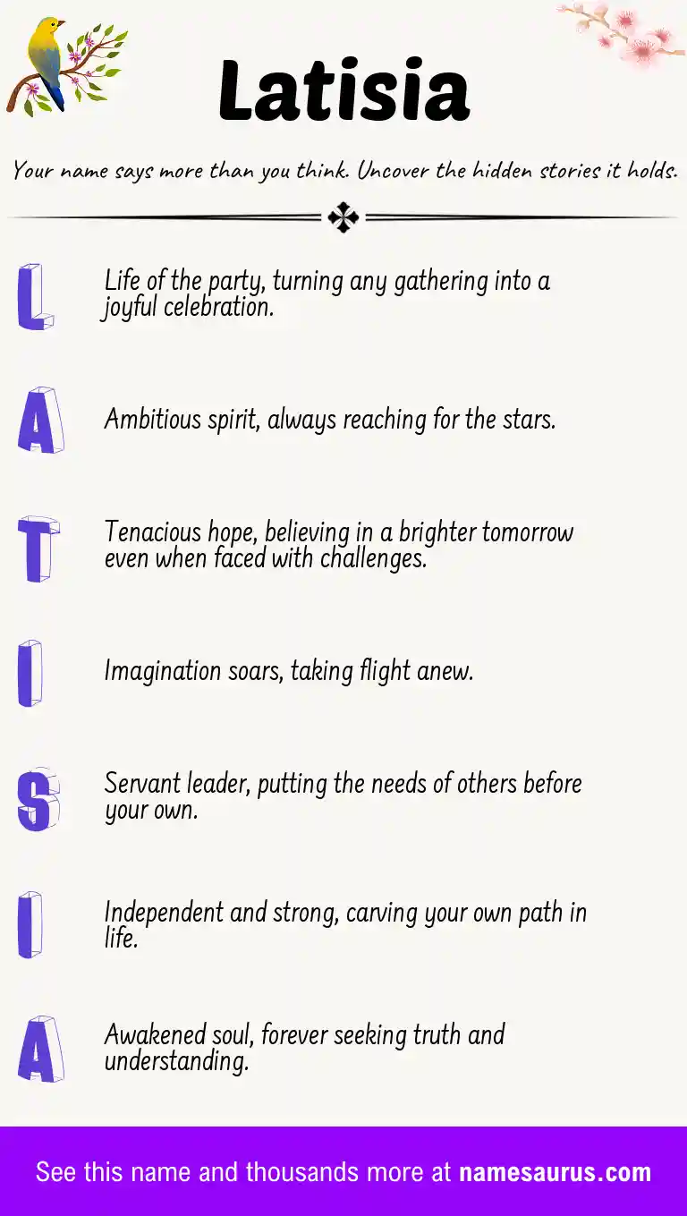 Acrostic poem about Latisia.