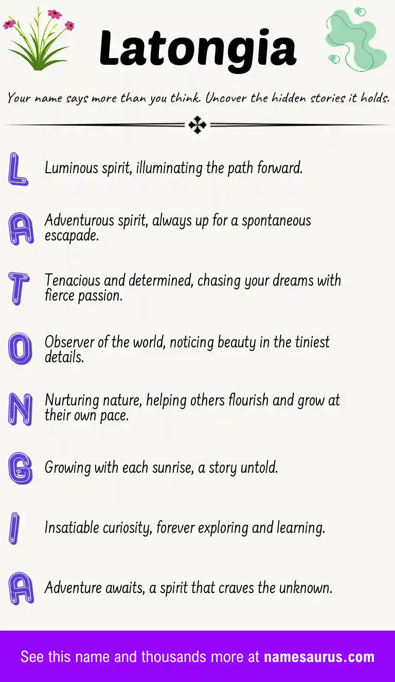 Acrostic poem about Latongia.