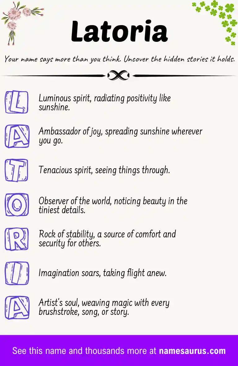 Acrostic poem about Latoria.