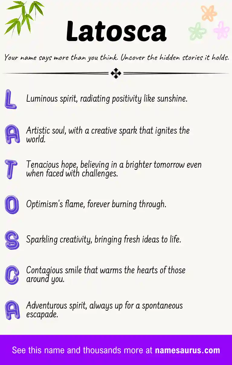 Acrostic poem about Latosca.