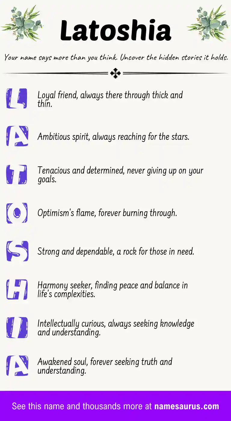 Acrostic poem about Latoshia.