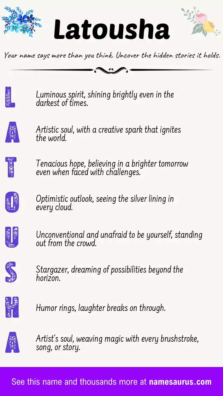 Acrostic poem about Latousha.