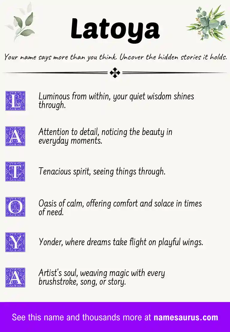 Acrostic poem about Latoya.