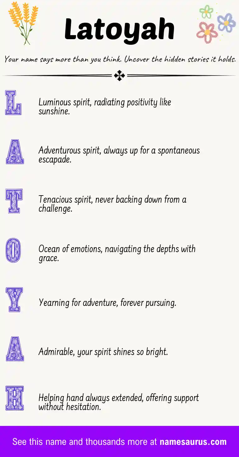 Acrostic poem about Latoyah.