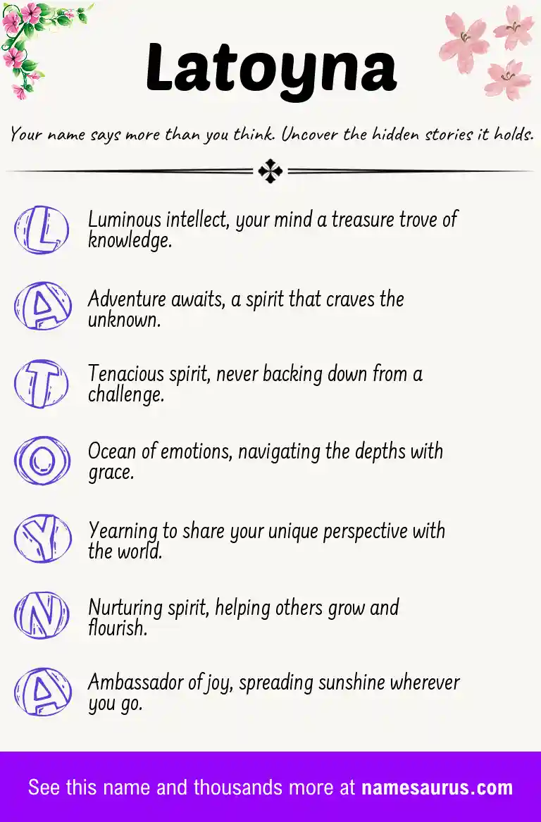 Acrostic poem about Latoyna.