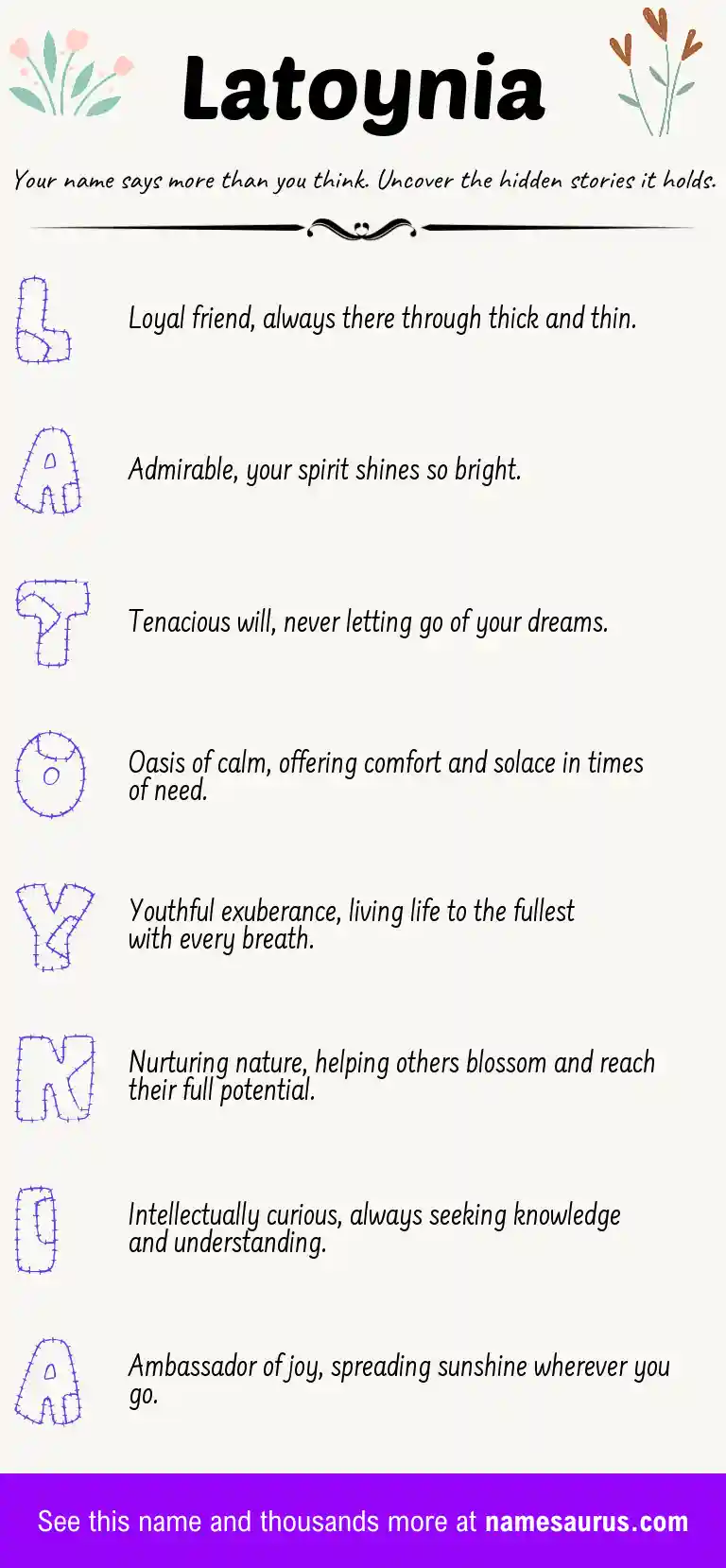 Acrostic poem about Latoynia.