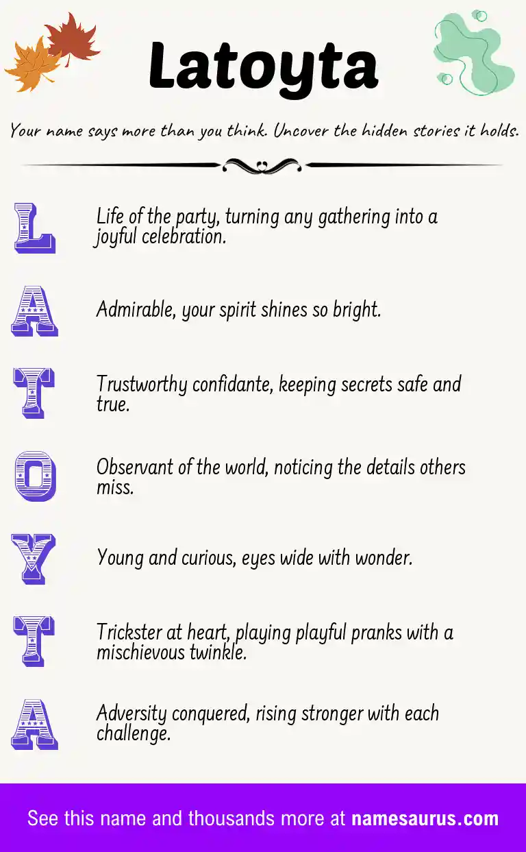 Acrostic poem about Latoyta.