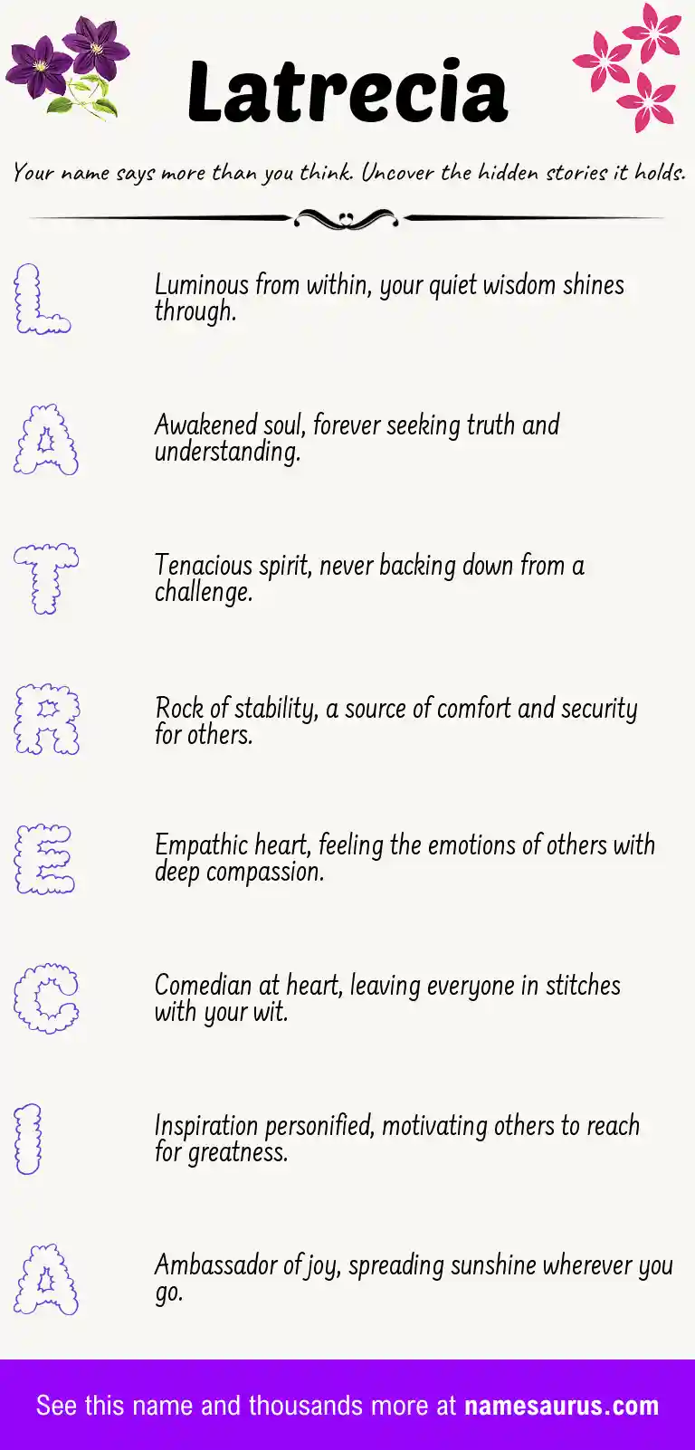 Acrostic poem about Latrecia.