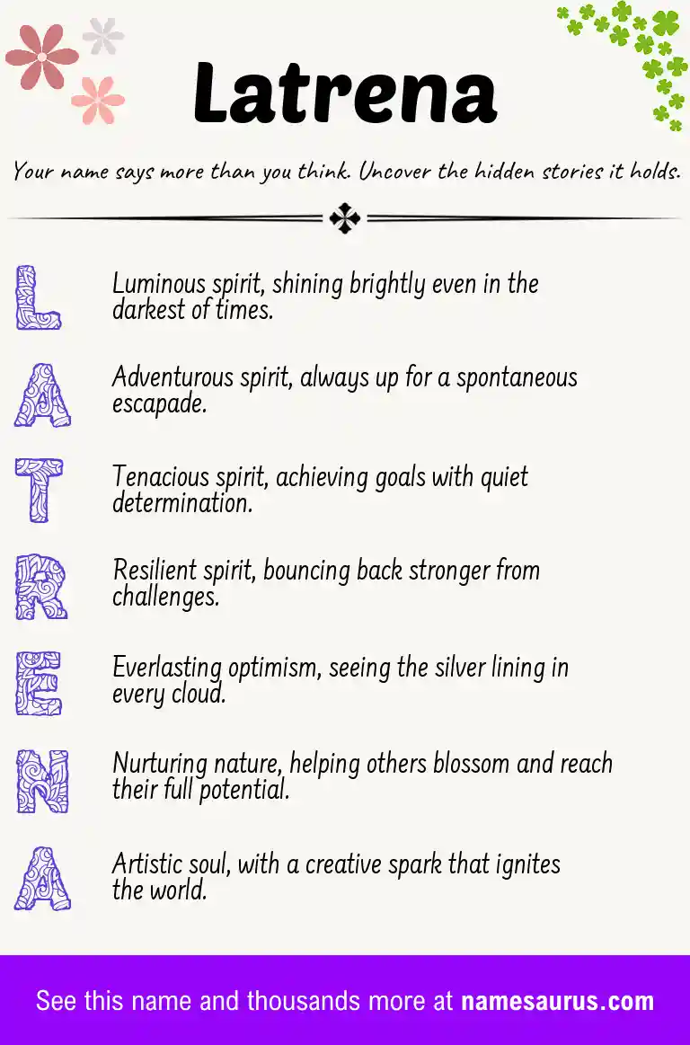 Acrostic poem about Latrena.