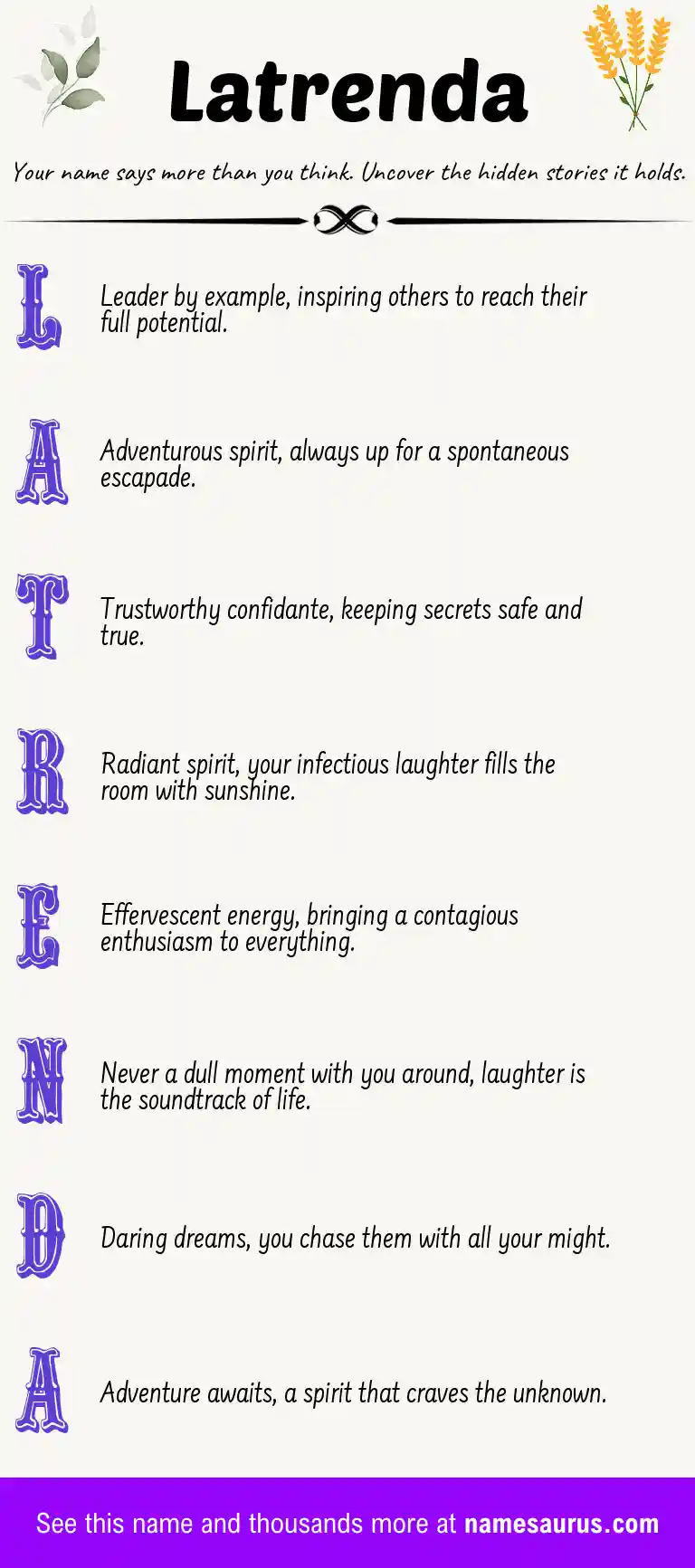 Acrostic poem about Latrenda.
