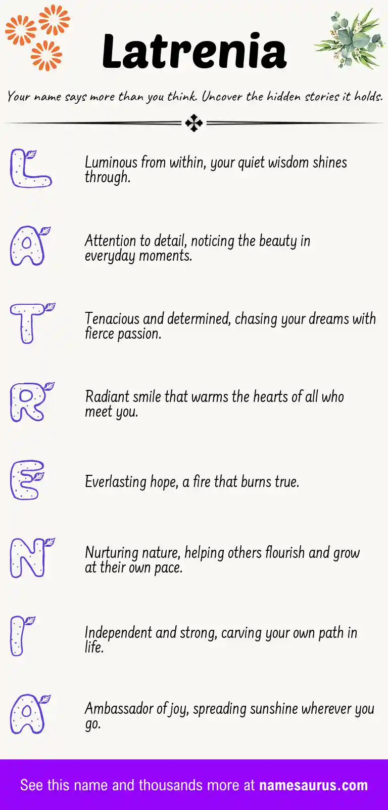 Acrostic poem about Latrenia.