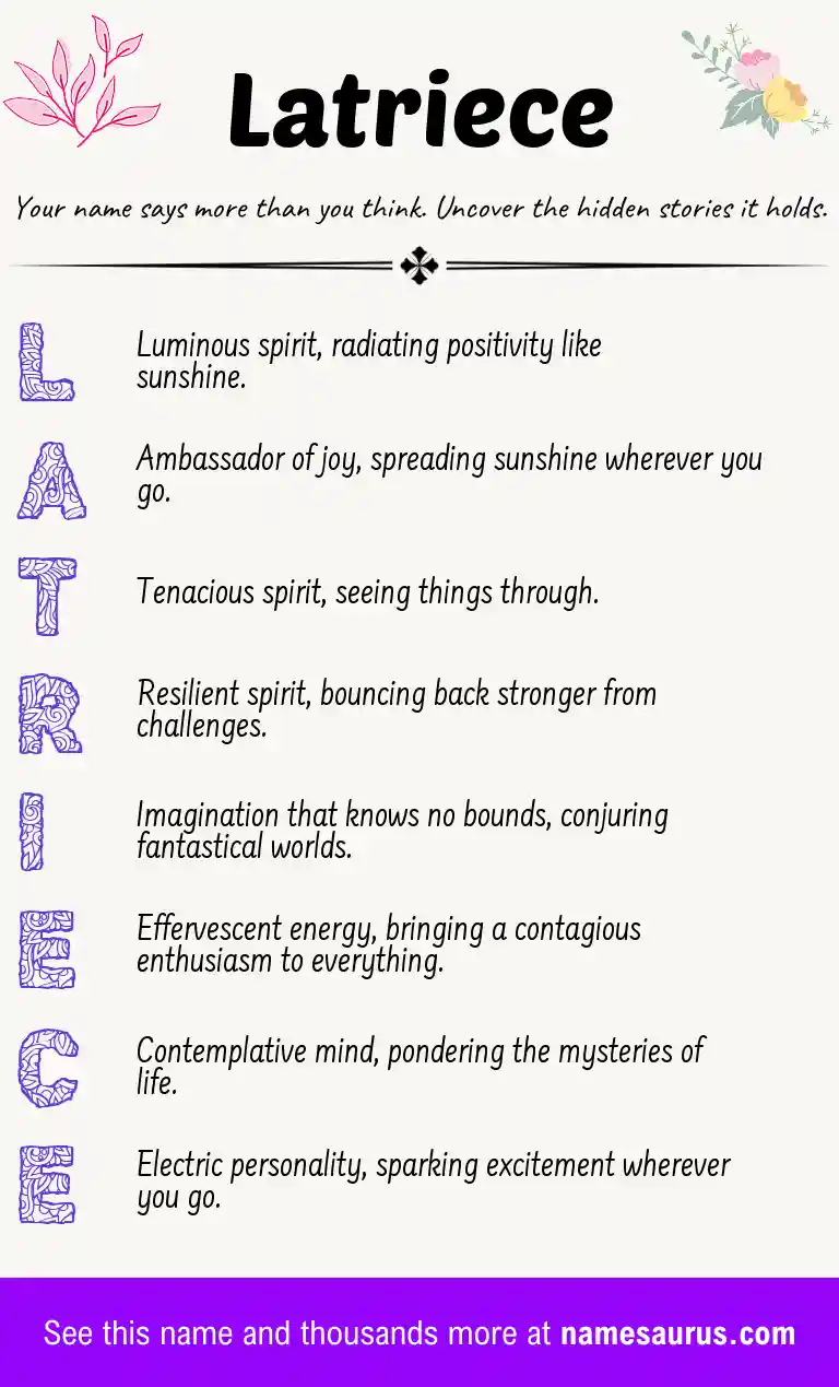 Acrostic poem about Latriece.