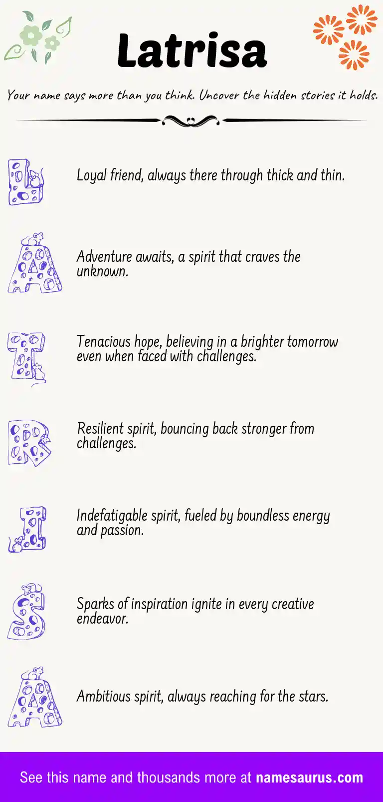 Acrostic poem about Latrisa.