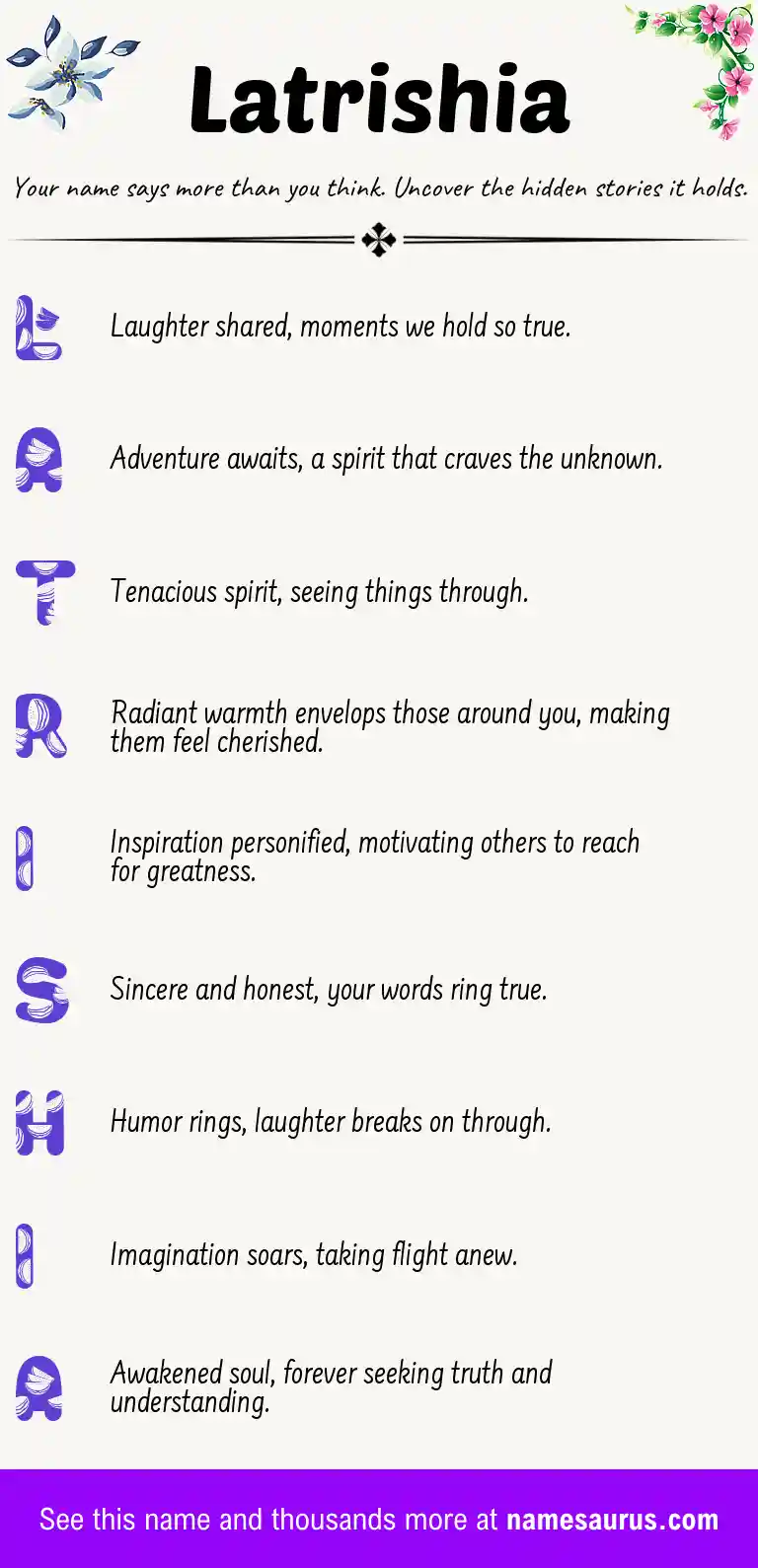 Acrostic poem about Latrishia.