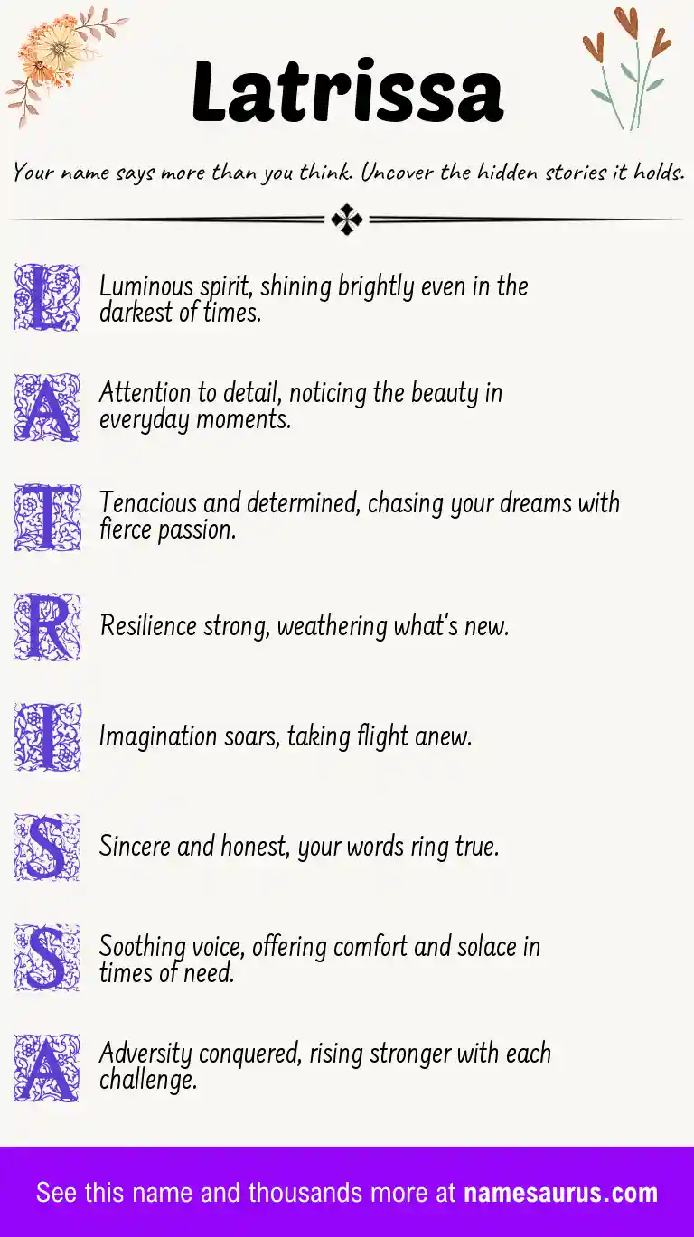 Acrostic poem about Latrissa.