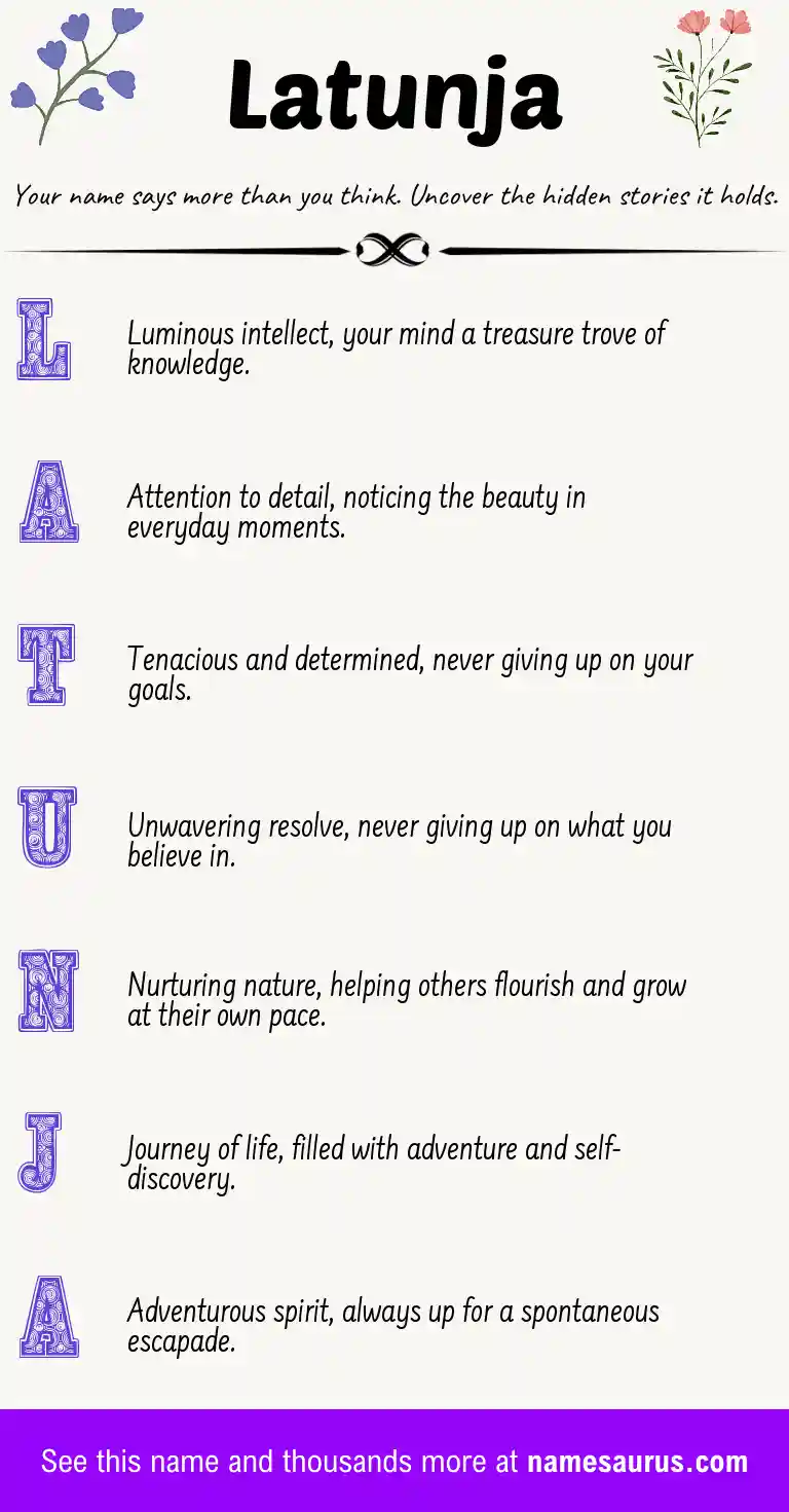 Acrostic poem about Latunja.